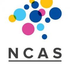 NCAS logo with different colours of dots
