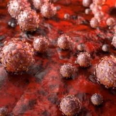 red bacterial cells over red background